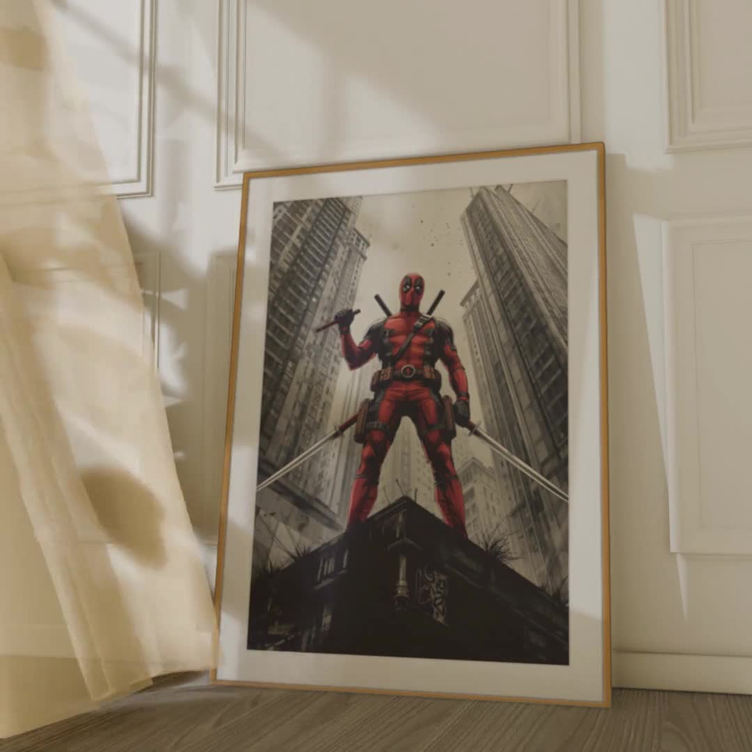Deadpool Comic Poster | Marvel Anti Hero Wall Art | Superhero Action Print | Deadpool Fan Decor | Comic Book Style Poster video poster
