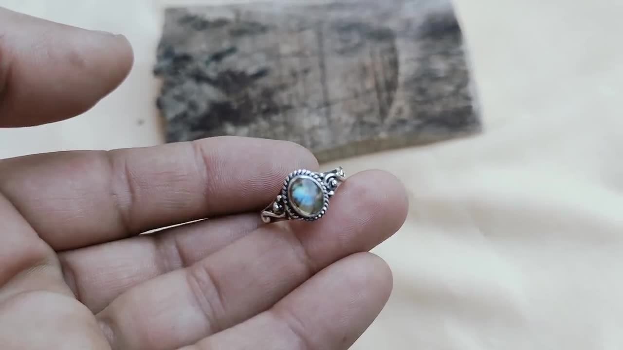 ラブラドライト ルビー オリジナル ハンドメイド シルバーリング
