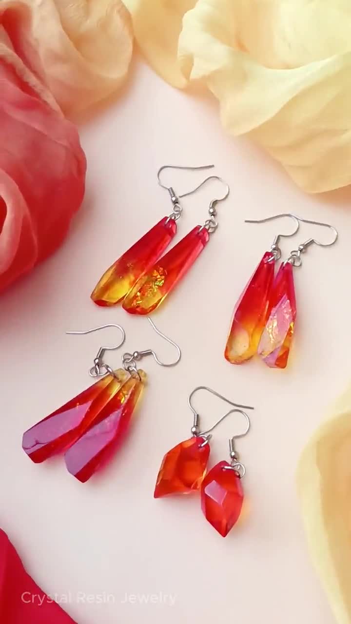 Orange sales resin earrings