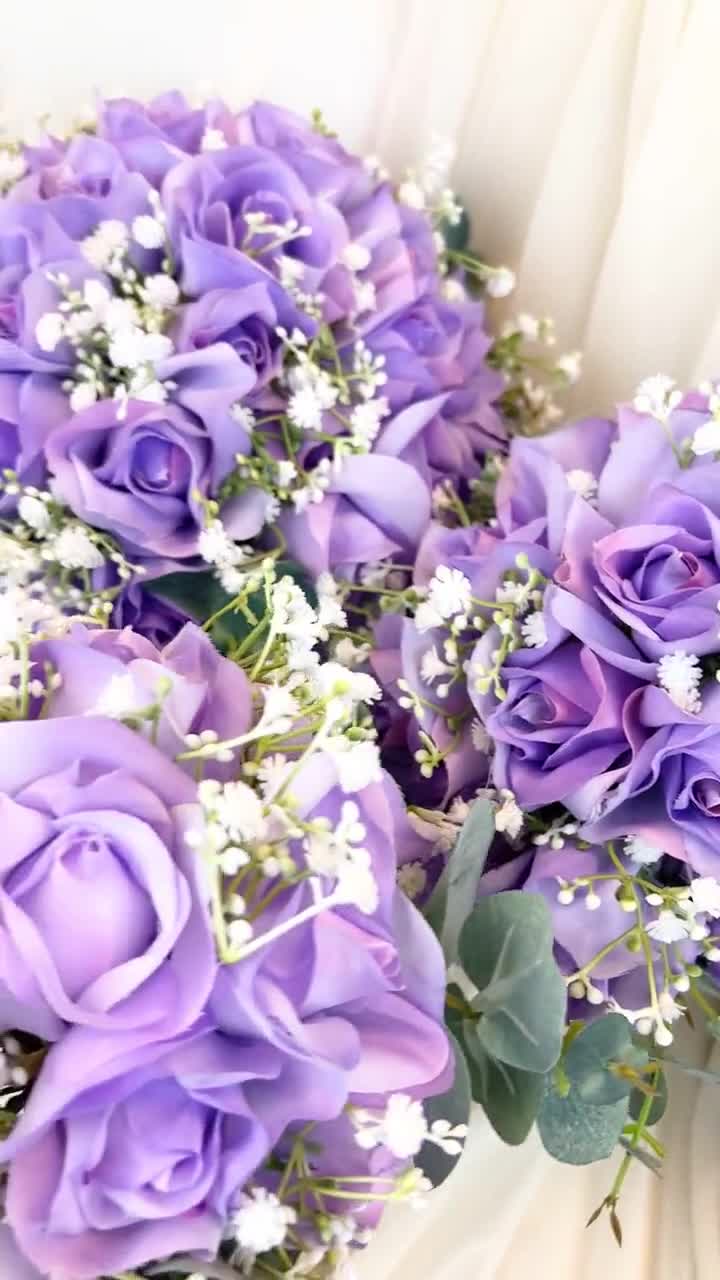 Lavender Wedding Bouquet with Babies Breath | Lilac Bridesmaid Bouquet  (small)