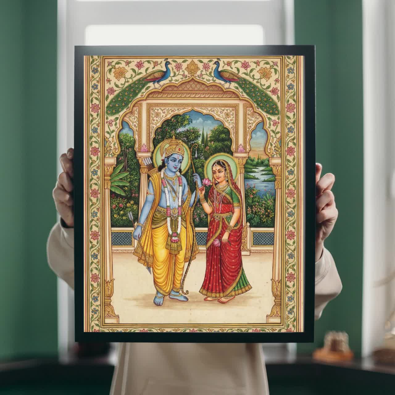 シヴァ　12ジョーティリンガム　額縁付 Ram Darbar Wall Art, Lord Rama, Lakshmana, Sita, and Hanuman