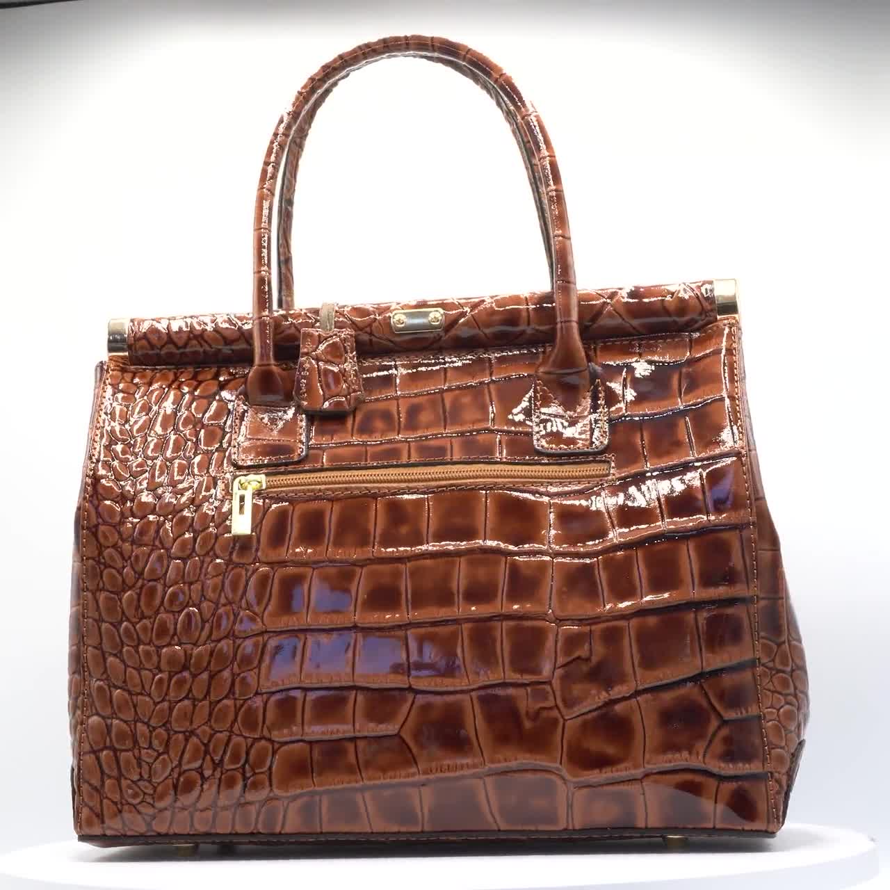 Italian Handmade Leather Bag for Women | Elegant Croc-embossed