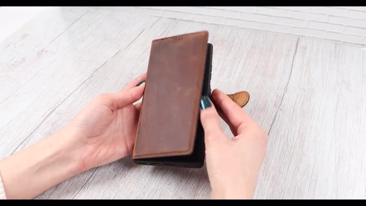 Funda de cuero para mujer iPhone SE 2022, billetera hecha a mano