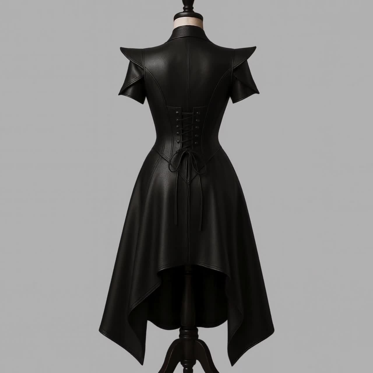 gothic leather dress Bad Girl Ruffle M Goth dresses Dark In Love hem Adjustable drawstring at side Layered skirt A Gothic Eyelet & Chain Choker