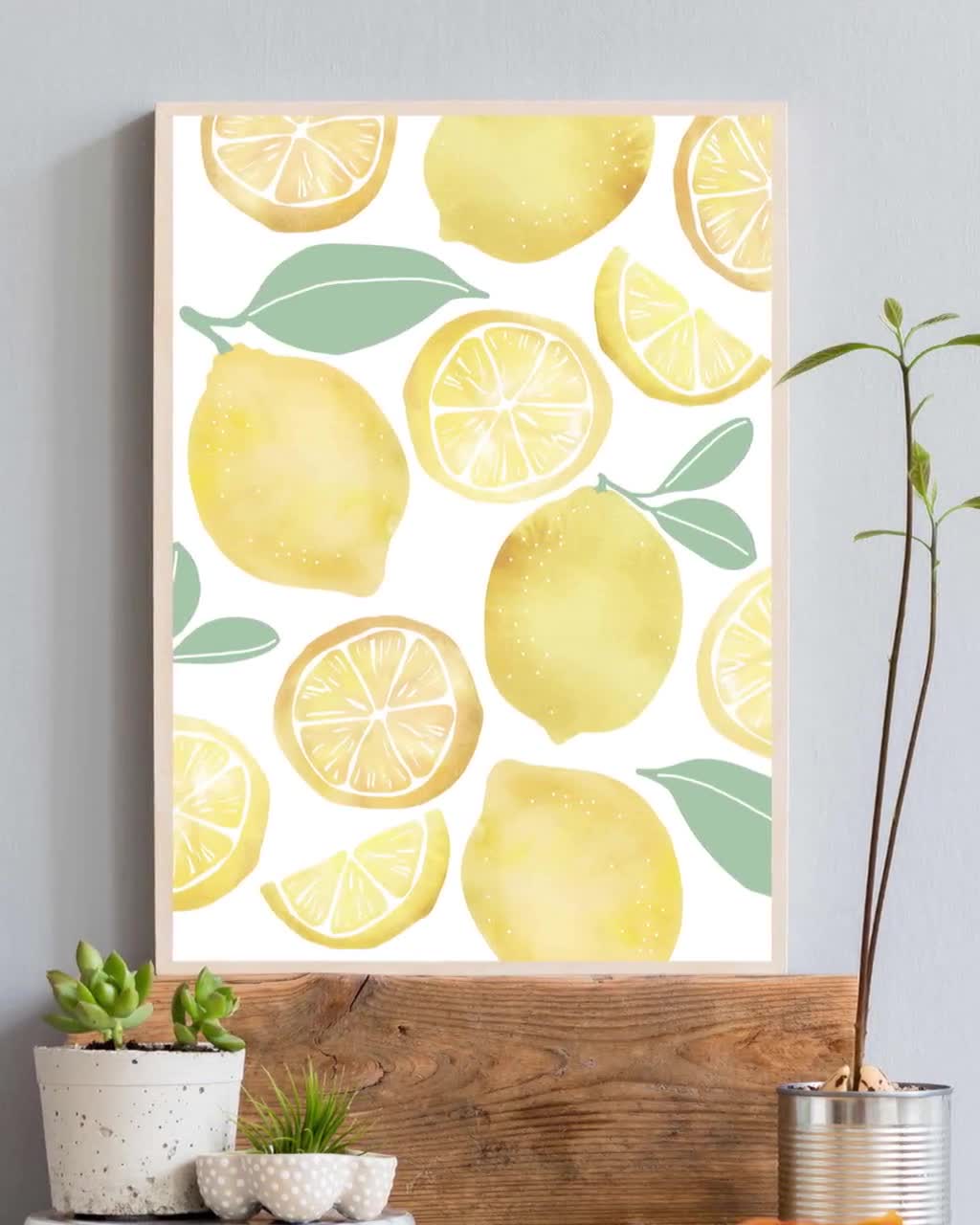 Honey Bee & Lemon Nursery Home Decor Art Print Printable Citrus