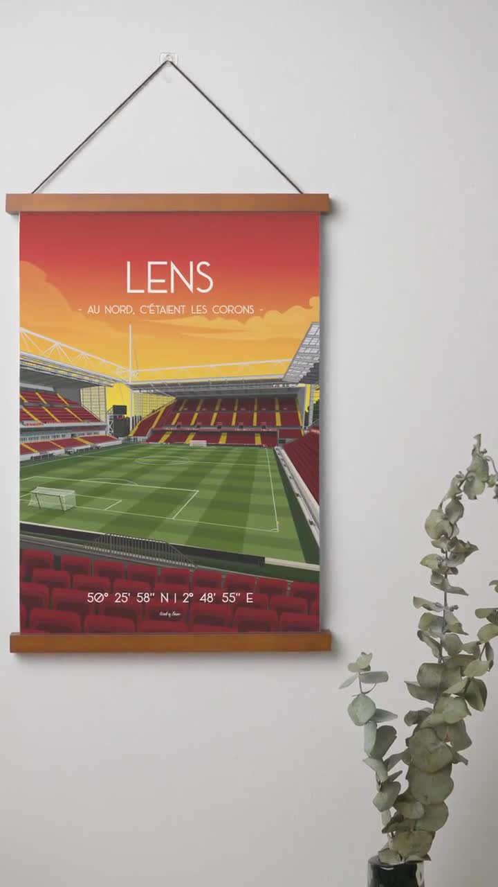 Lens football poster - Graphic illustration of the Bollaert Delelis stadium  - RC Lens fan gift idea