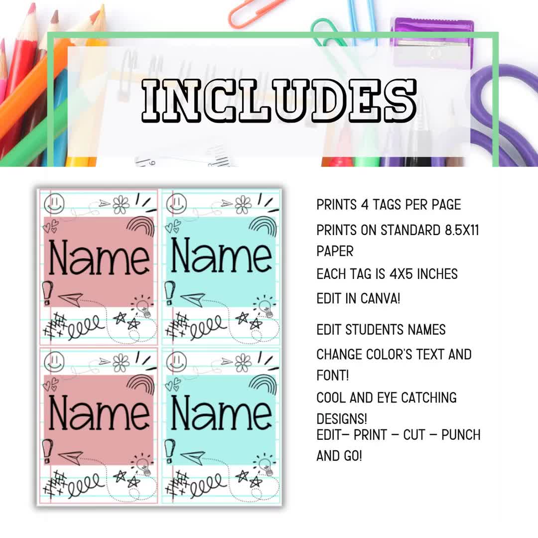 Locker Name Tags Template