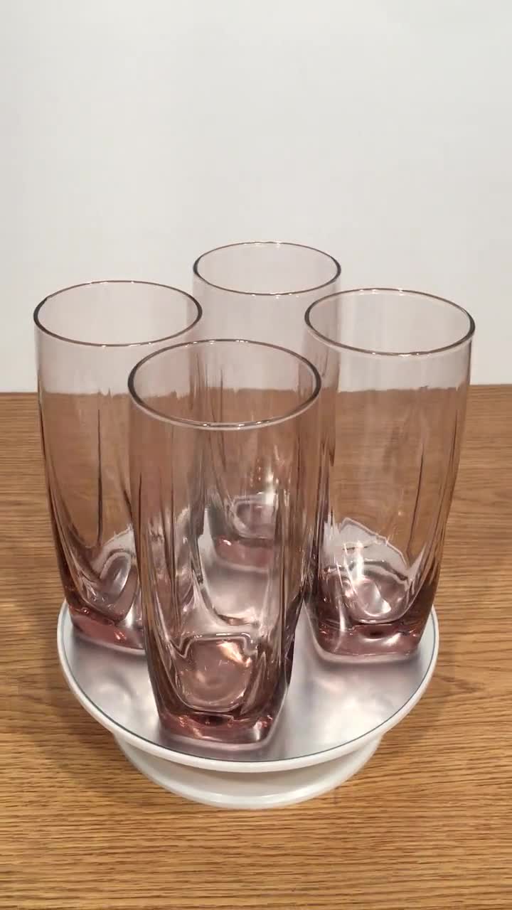 Brown Libbey Drinking Glasses With Thick Base Vintage Set of 4 