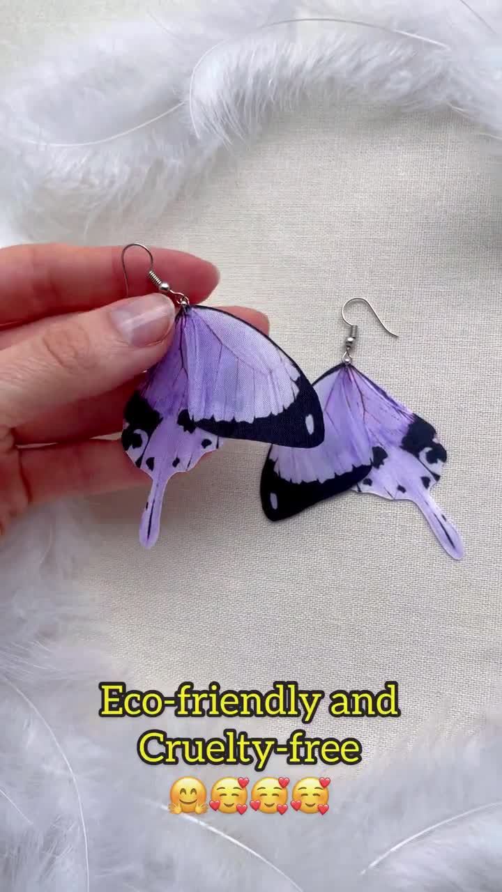 Yeelery 18K Gold Butterfly Purple Enamel Stud Earrings – yeelery