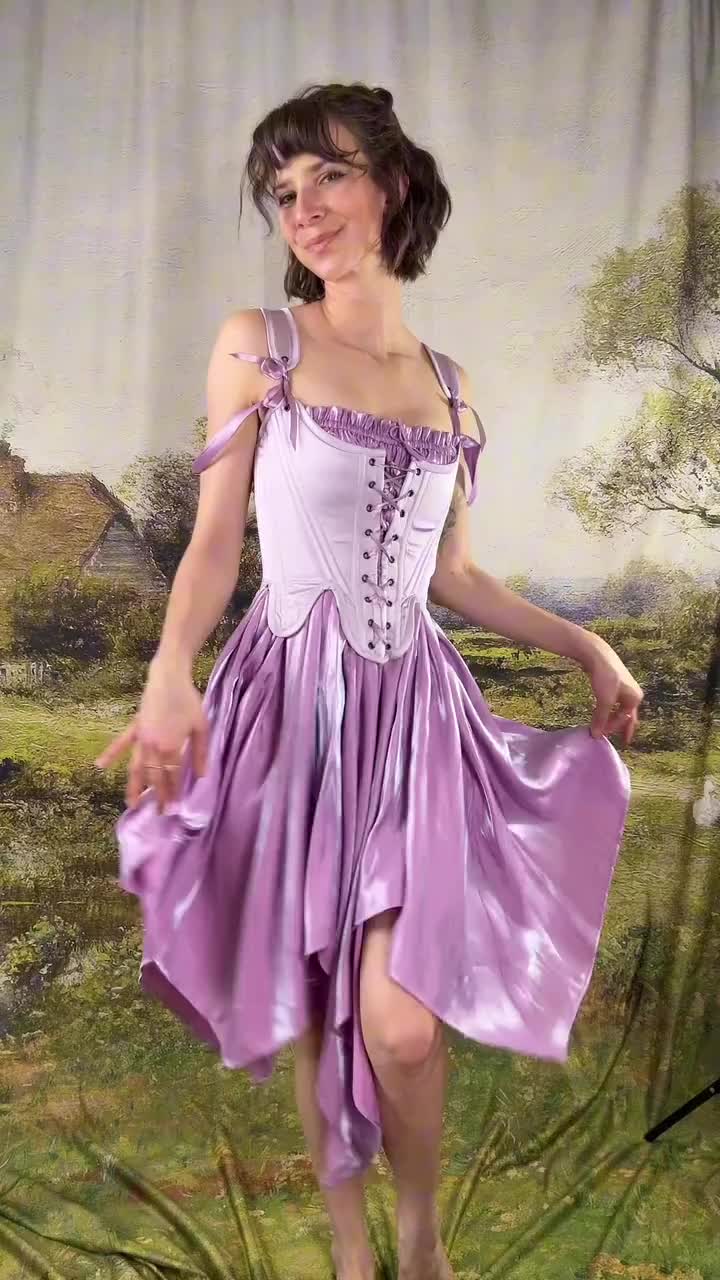 Flutter Fairy Dress: Pink Lilac Green Babydoll Nightgown with Handkerchief  Hem