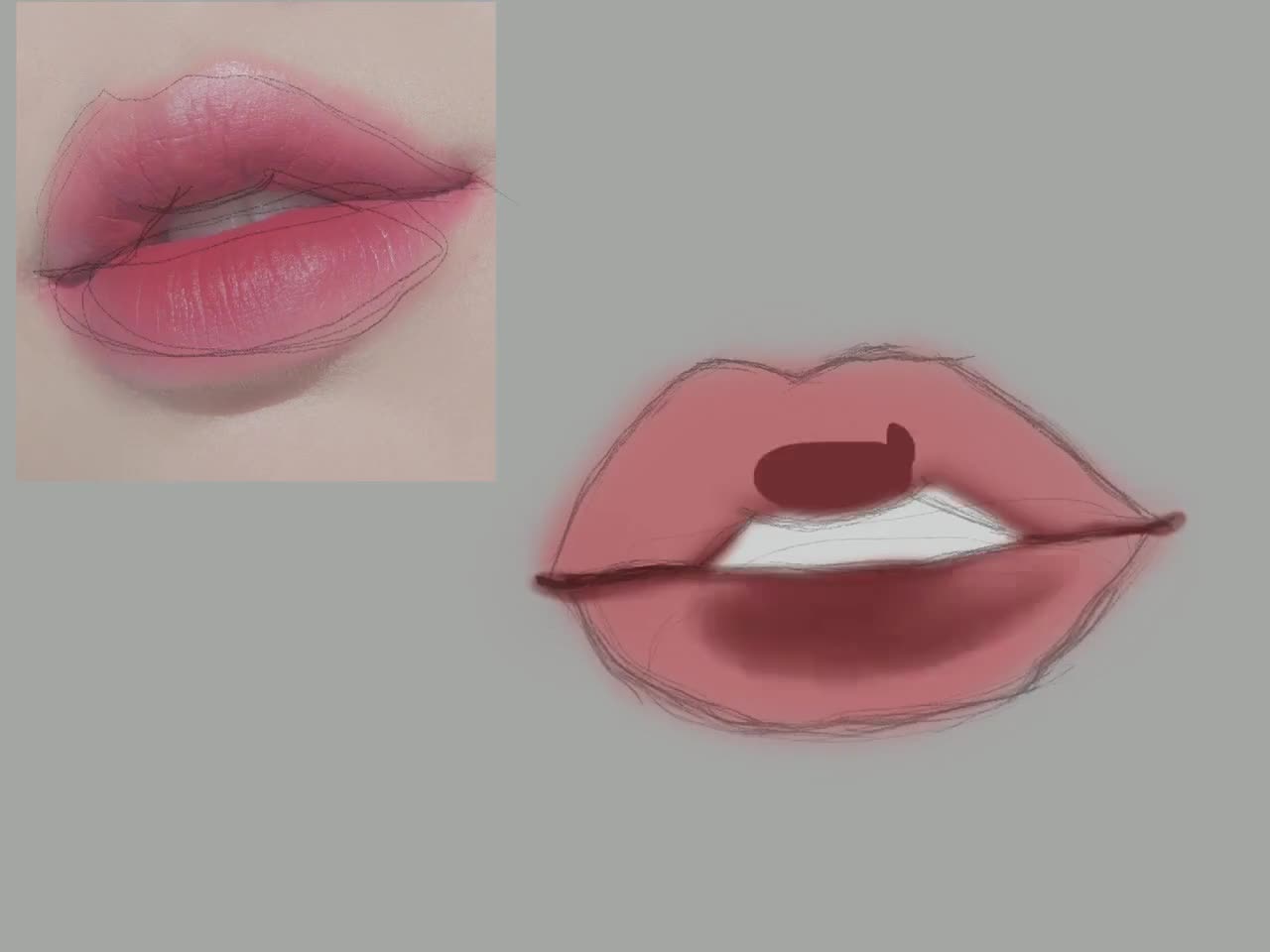Digital painting study of drawing lips | Lips drawing, Realistic drawings,  Digital painting
