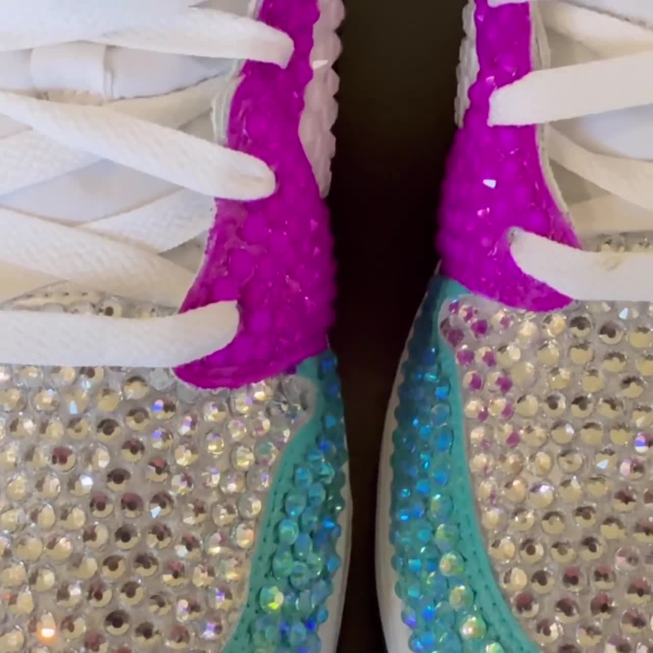 Blue Pink and Purple Rhinestone Sneakers, Colors fully customizable, Bedazzled Nikes, Bling Jordans video poster