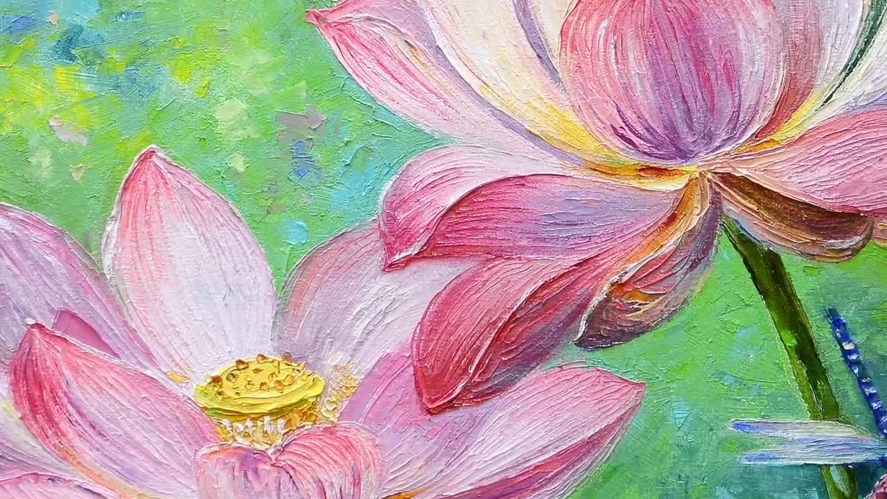 Handmade Pink Lotus Flower Tulip Oil Painting On Canvas Large Wall Art For  Bedroom Decor And Gift From Yilinpainting, $37.81