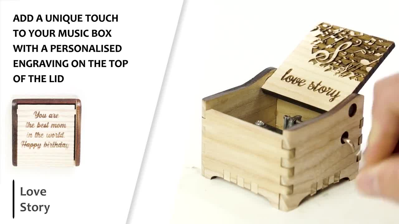 Strange Love Personalized Hand Crank Wood Music Box With 