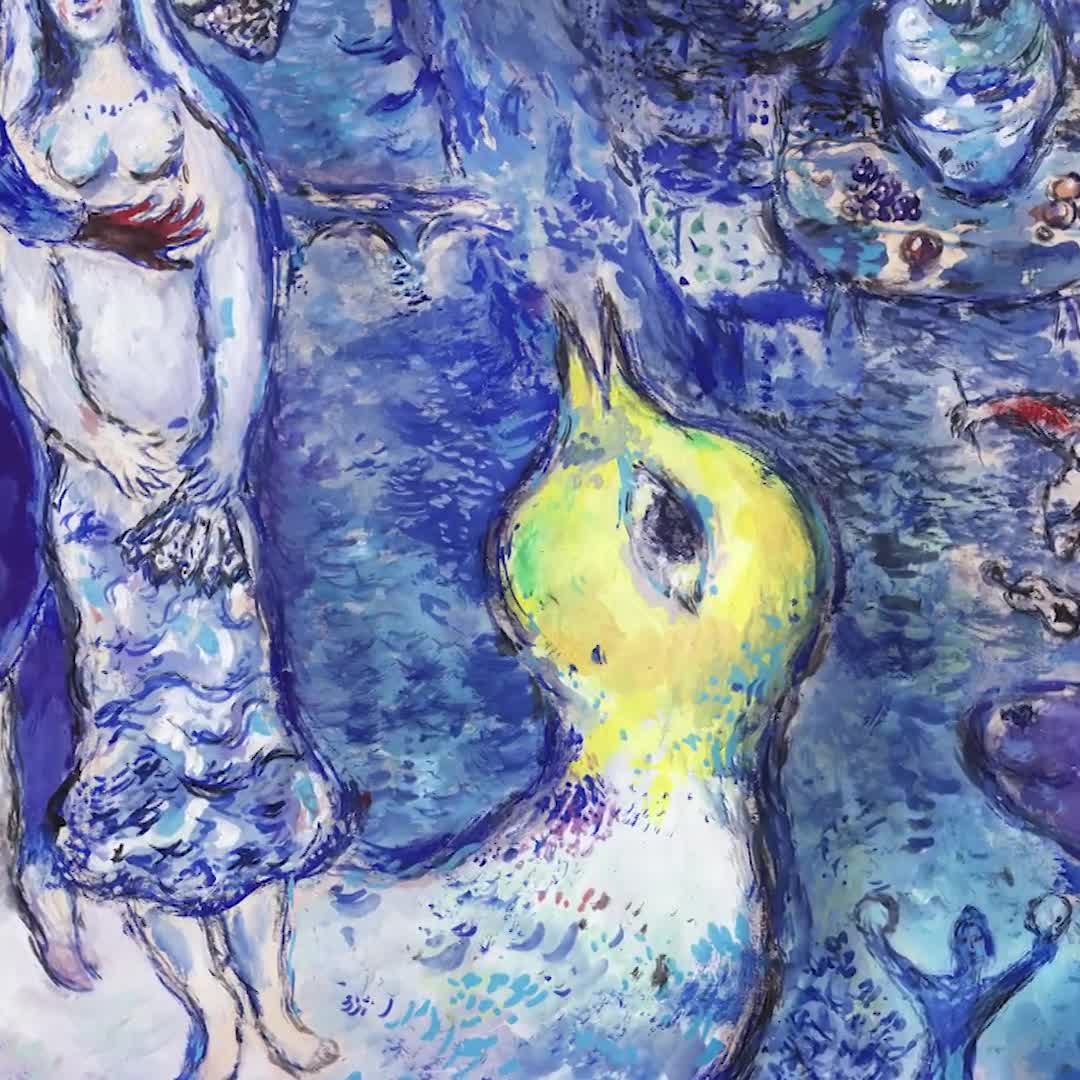 マルク・シャガール「花束を持った恋人たち」 - オリジナルリトグラフ