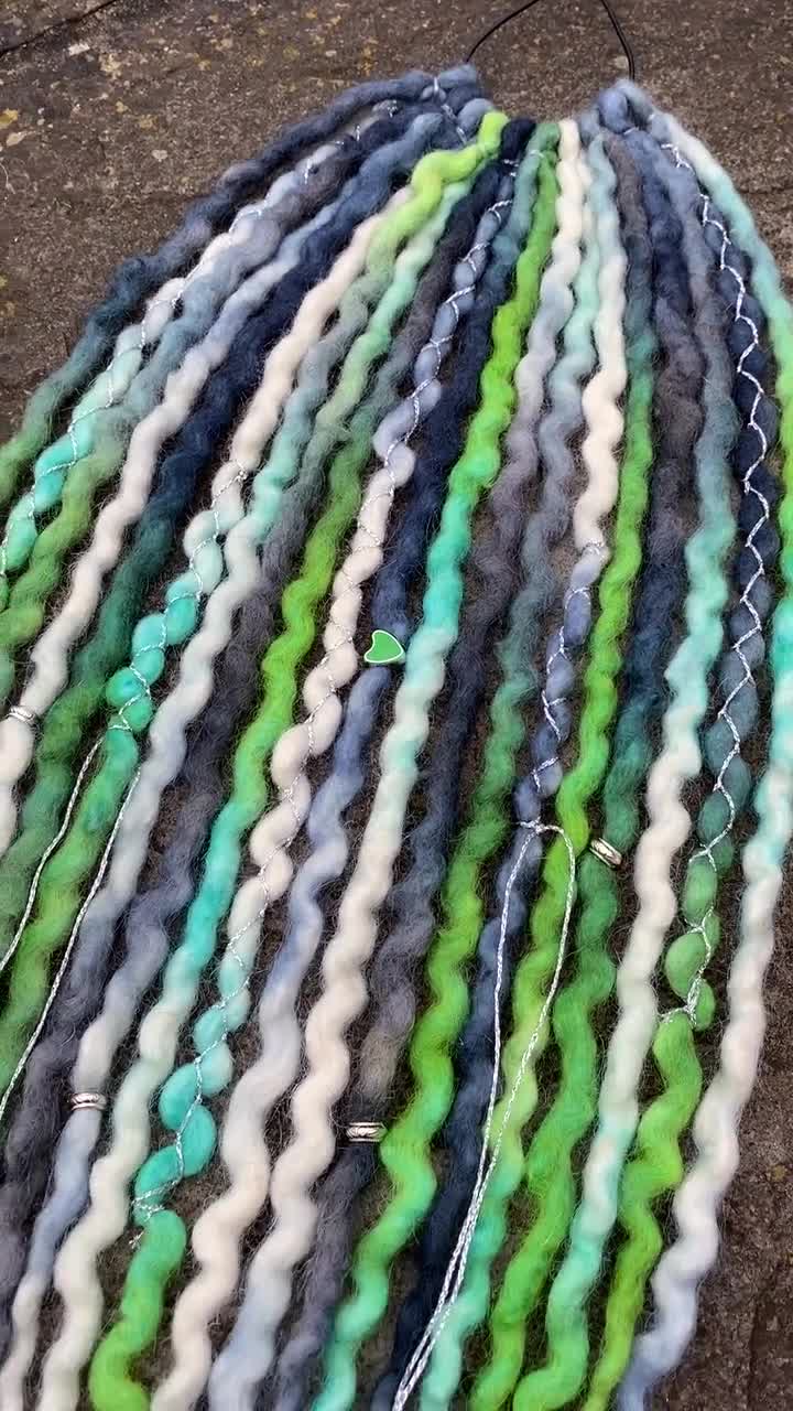 Custom - Emerald Eclipse Dreadlock Ponytail - Choose Your Length - Hair Falls - Festival Hair video poster