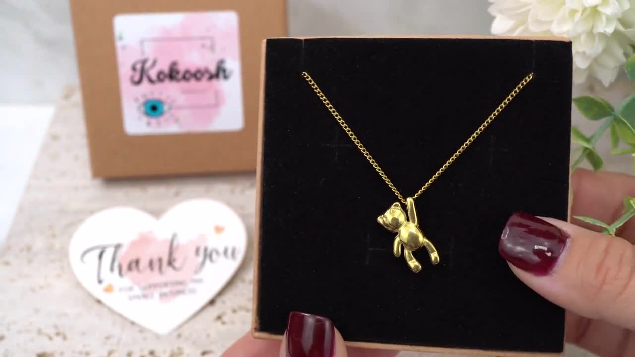 Gold Teddy Bear Necklace STAINLESS STEEL Chain Gold Necklace For Women Jewelry Christmas Gift For Her Everyday Jewelry WATERPROOF Necklace video poster