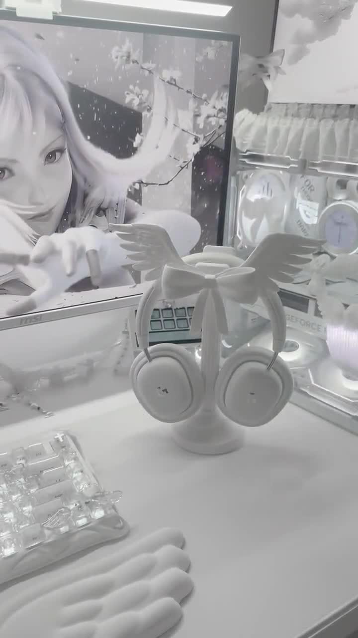 Coquette Angelic 3D Printed Headphone Stand: Desk Decor, Girly