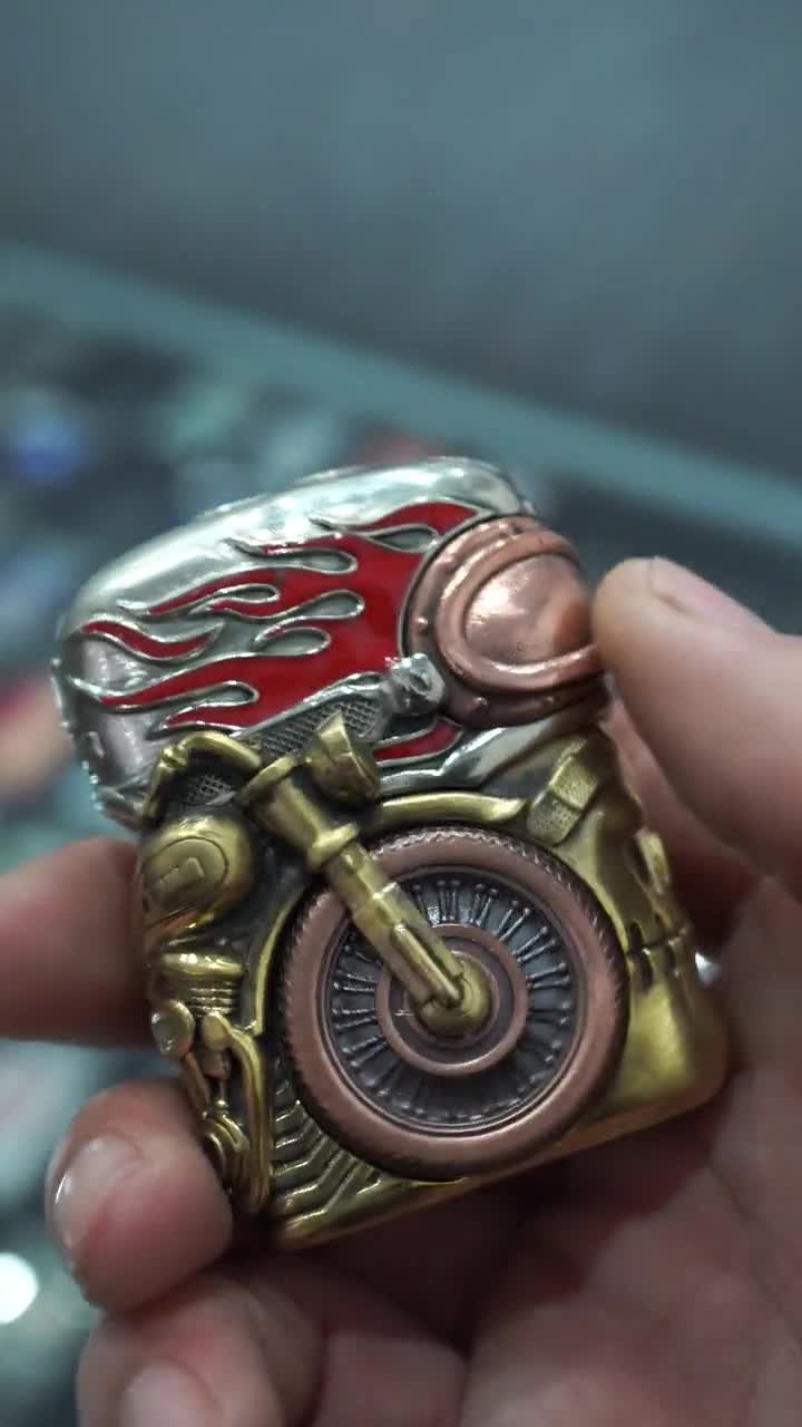 Zippo Motorcycle Biker Lighter 3D Full Wrap Design - Solid Brass