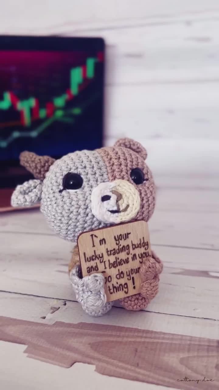 Lucky Trading Buddy - Crochet Bull & Bear Decor - Amigurumi Trader Gift,  Emotional Support Desk Pal