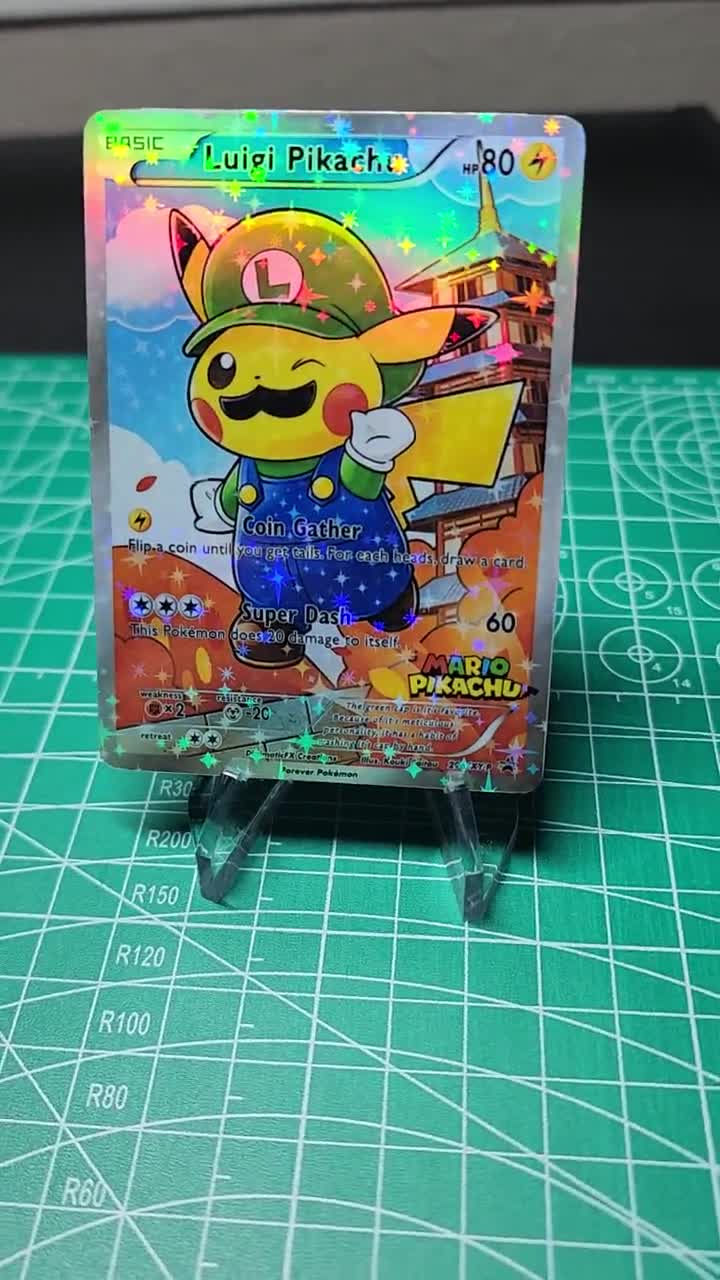 Custom Luigi Pikachu Poncho Promo Card// Mario Series