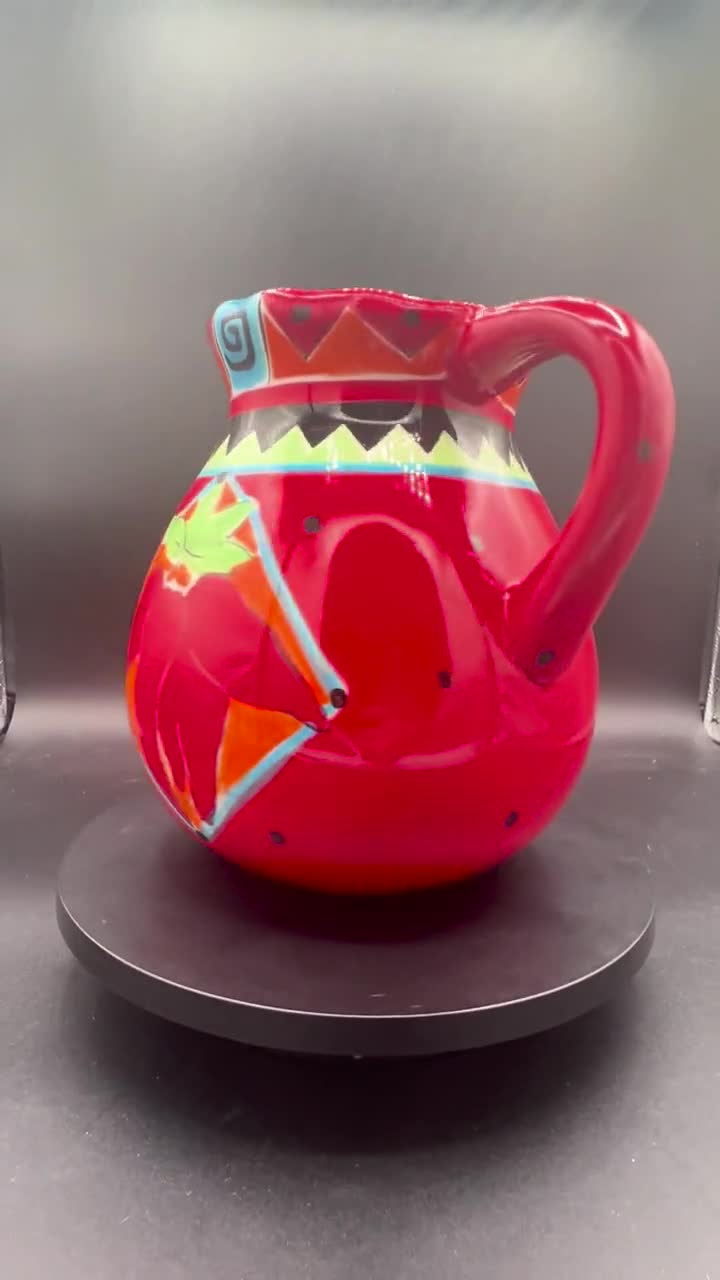 ハウゼンウェアの手描き陶器ピッチャー（赤唐辛子柄） - Etsy 日本
