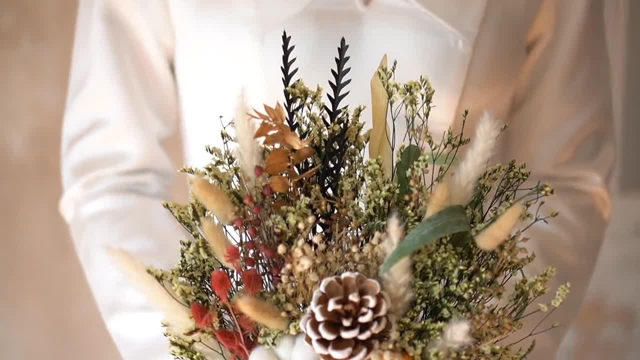 Faux Pine Branch Bouquet  Pine branch, Bridal shower rustic, Bouquet