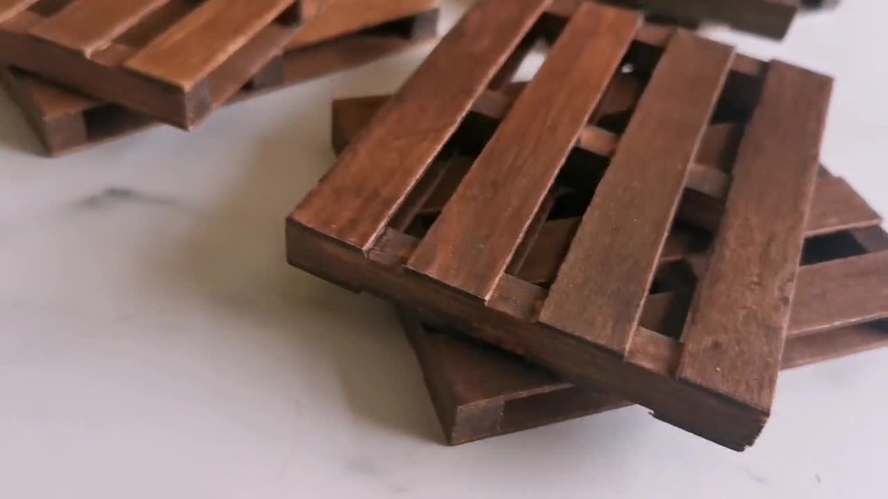 Marketing Square Mini Pallet Wood Coasters (3 x 3 x 0.75)