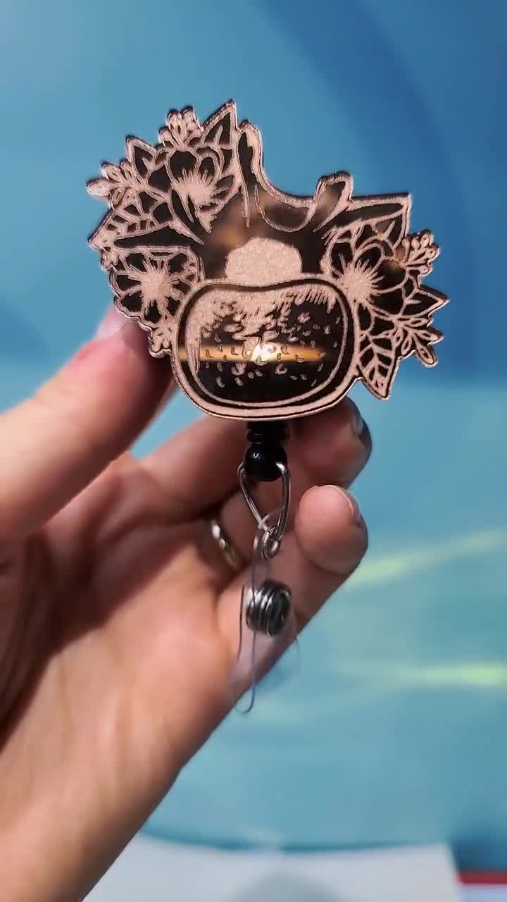 Floral Vertebra Badge Reel - Neurology Badge Reel - Neuro ICU badge - Nurse Badge Reel - Rose Gold Badge - Spine Badge Reel video poster