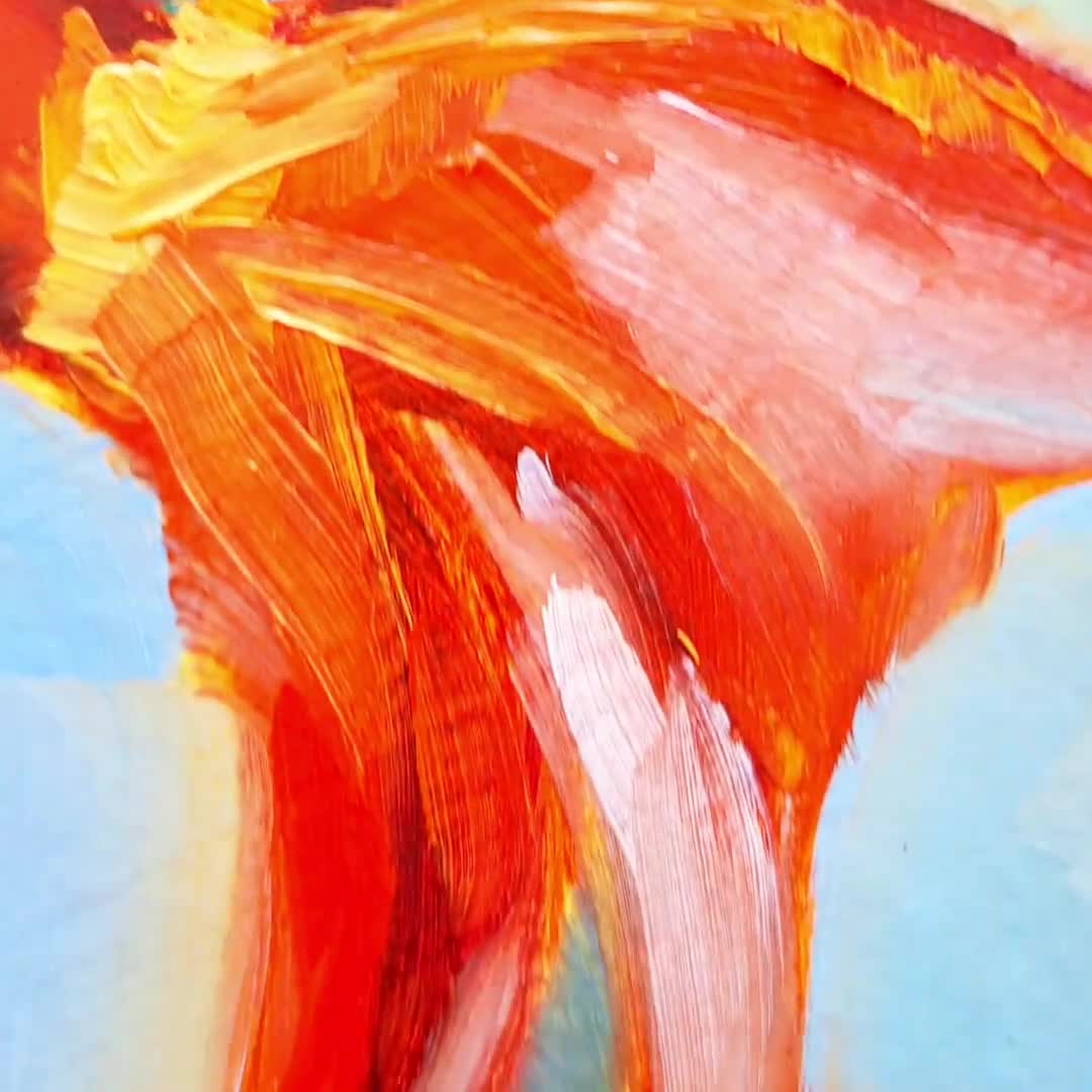 金魚の油絵：オリジナルの水中動物アート（10x10インチ） - Etsy