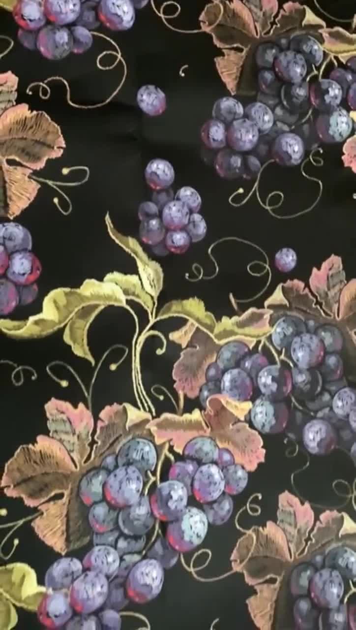 Bunch of Grapes Printed Chair Fabric,wine Themed Chair Upholstery Fabrics  by the Yard 