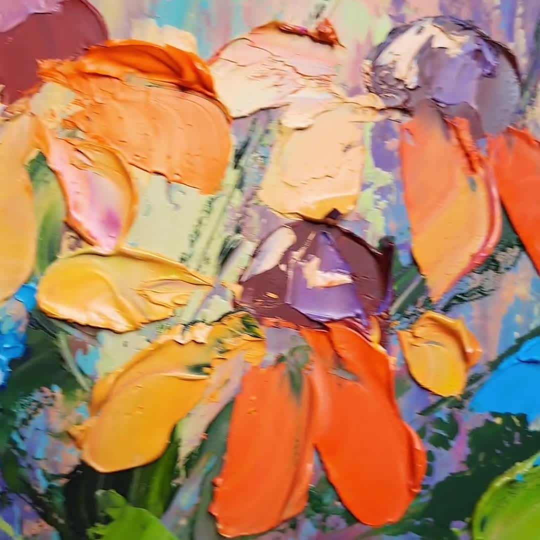 ルドベキアの花の絵画 ヤグルマギクのオリジナルアート ミツバチの