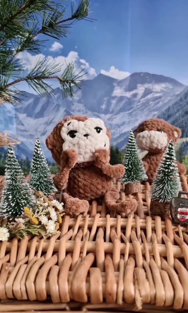 2 in 1 Monkey Business: no-sew/low-sew crochet pattern for Momma and Baby Monkey with popping head video poster