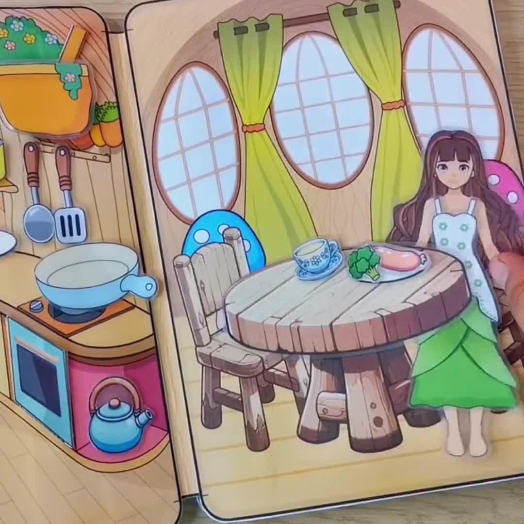 妖精の紙製ドールハウスの印刷物、DIY静かな絵本を使った子供向け