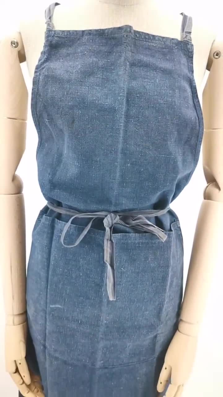 Vintage French Indigo Linen Apron – 1900s Bistro Style - Etsy