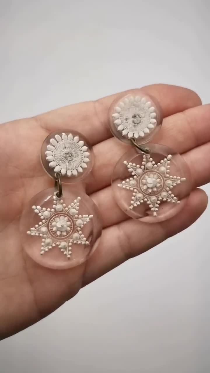 Orecchini A Clip In Lucite Vintage Anni '80: Gioielli Vistosi Con Strass Viola E Rosso - Foto 8