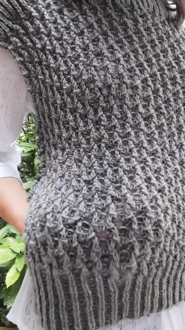 Mesh Vest Knitting Pattern, Women's Comfy Pullover Knitting