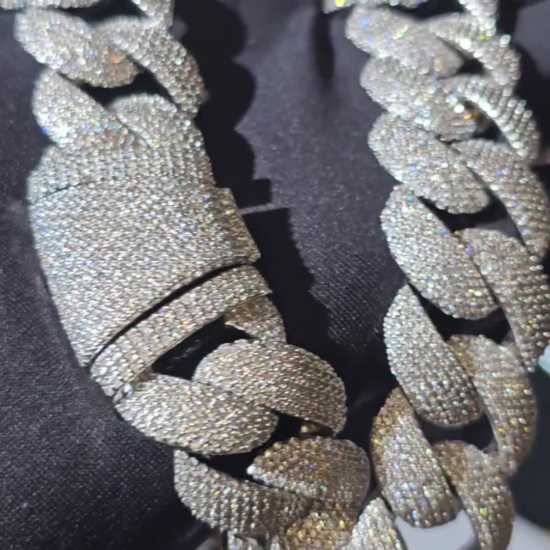 Iced Out 24mm Miami Cuban Link Chain,mirco Pave Diamond Necklace