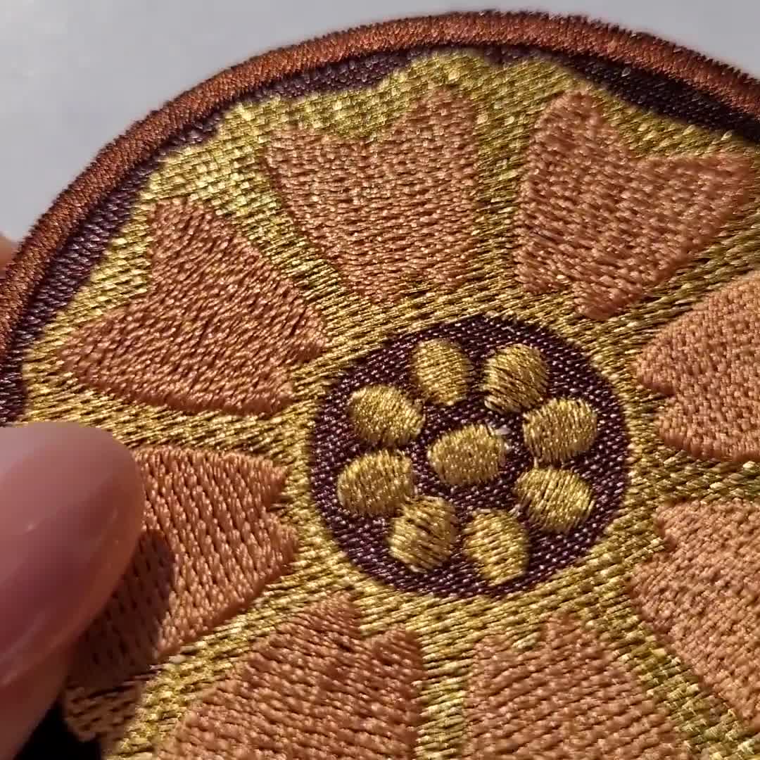 ホワイトロータスパッチ刺繍フックアンドループパッチウォーター