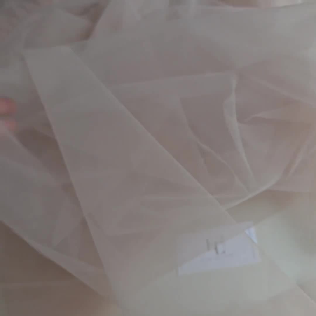 Beige 118 Inches Wedding Tulle Fabric, Soft and Delicate Skin