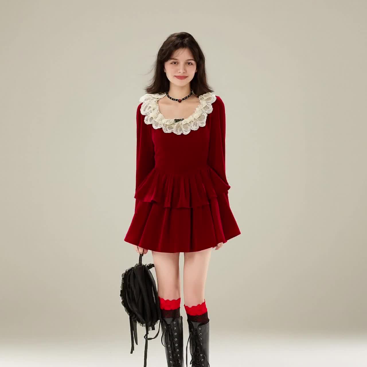 red velvet bow dress Gifted Red Stretch Velvet Bow Top Midi Dress