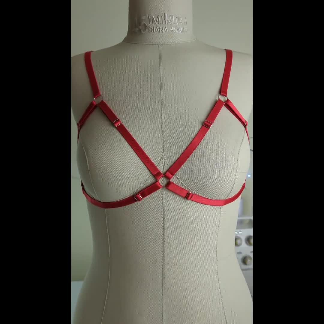 The Candy Two Piece Harness Set / Crotchless Bottoms / Open Bra