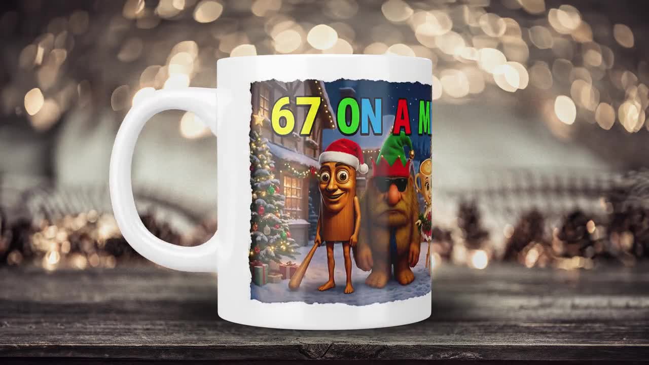 67 on a Merry Rizzmas マグカップ、バイラルミーム、イタリアン
