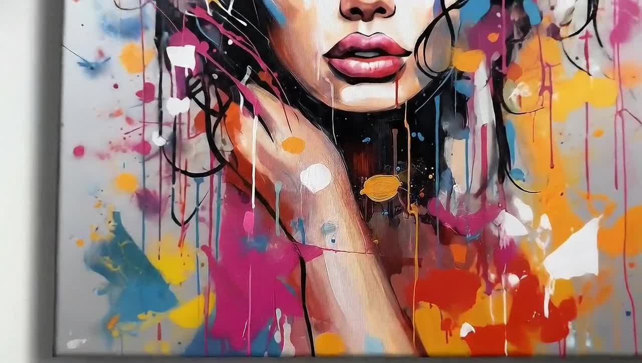 Colorful Graffiti Woman Canvas Print: Modern Pop Art Decor video poster