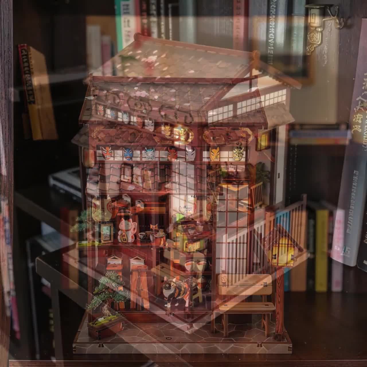 Japanese Izakaya Book Nook Kit – DIY 3D Wooden Puzzle, Lighted