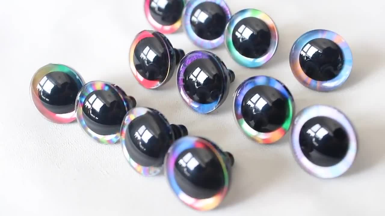 100pcs 9MM12mm 14mm 16mm 18mm 20mm 25mm 30mm 35 3D rainbow colors toy  safety eyes doll eyes + washer for diy plush doll--R12