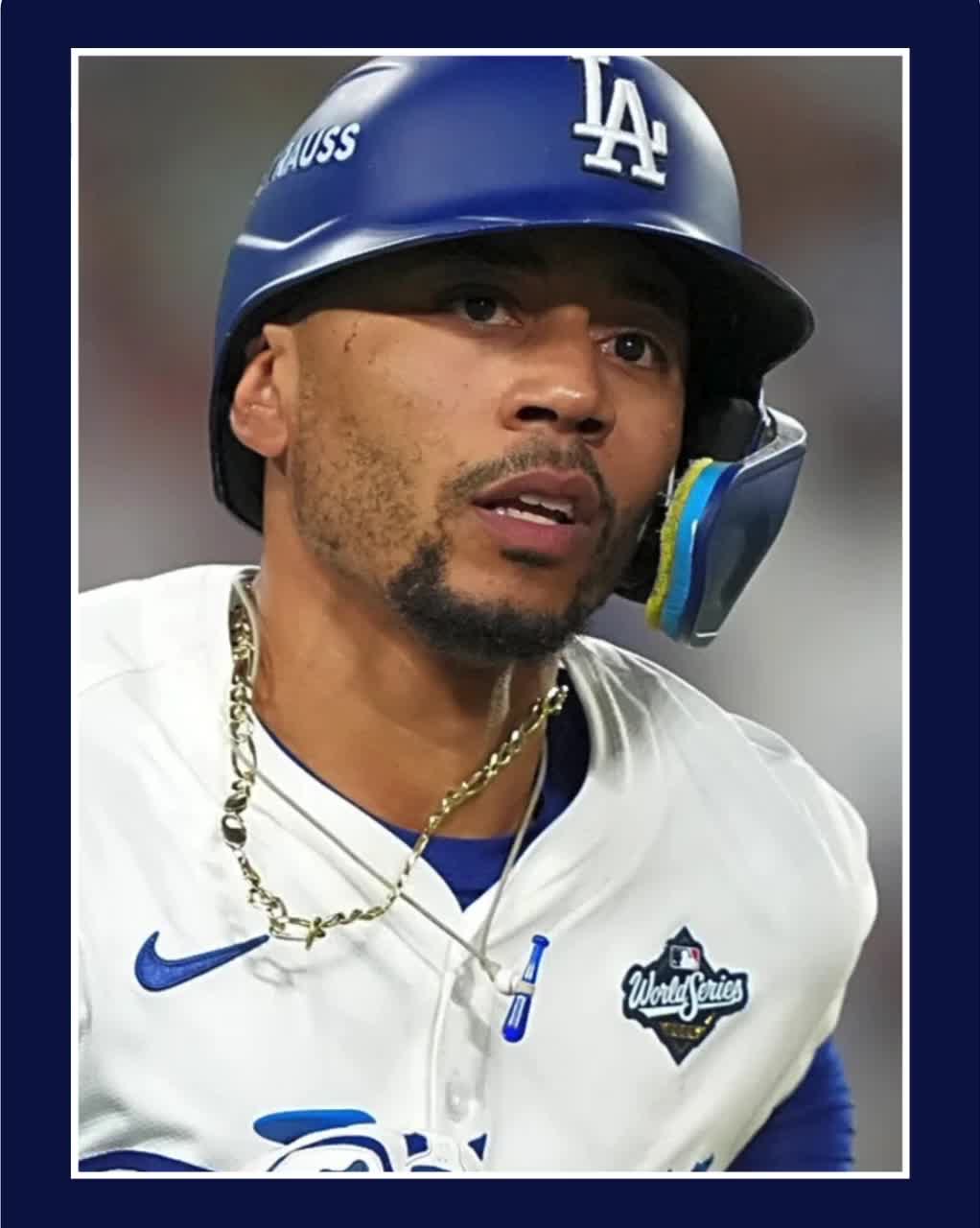 Baseball Necklace Mookie Betts Necklace BLUE Baseball Bat Necklace
