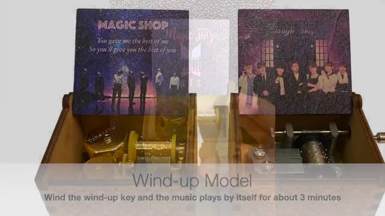 Magic Shop | BTS | Wooden Music Box| Wind-up & Hand-crank Version | Custom  Engraving | Free Gift Box | Great Gift for BTS Fans