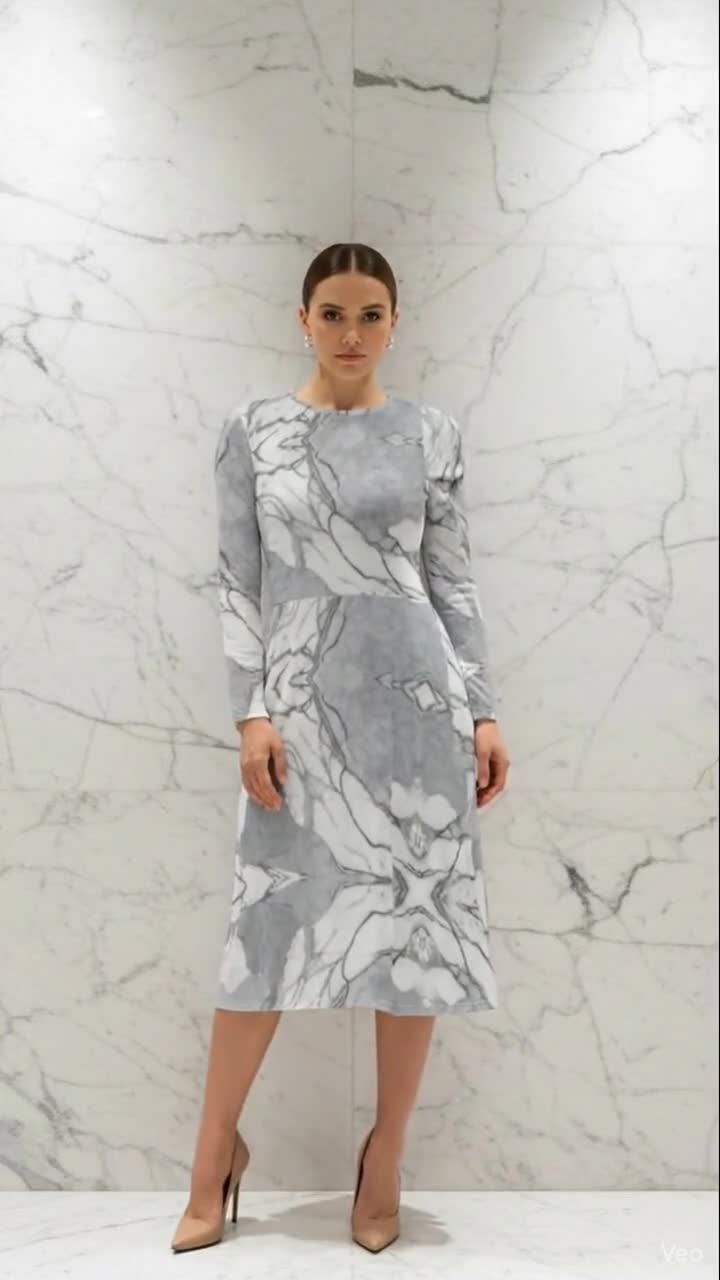 grey marble dress Mud Grey Marble Dyed Draped Rib Dress