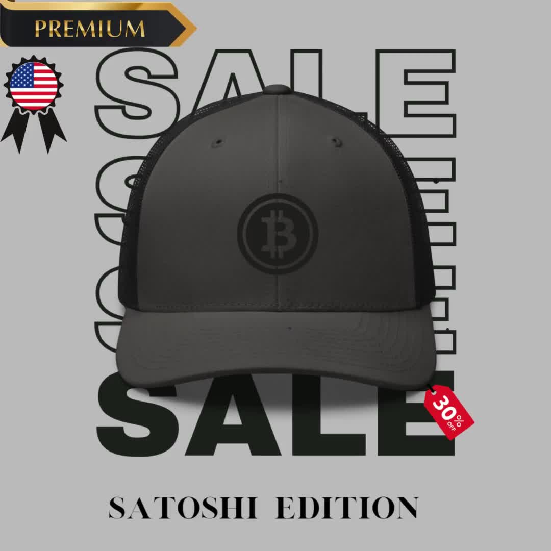 Black Bitcoin Embroidered Trucker Cap – Crypto Gift for Dad